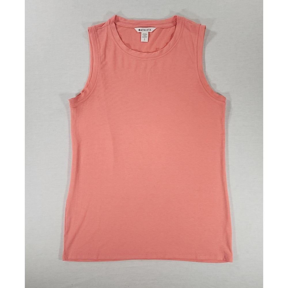 Athleta Tank Top Womens Small Breezy Pink‎ Coral Sleeveless Crew Neck Activewear